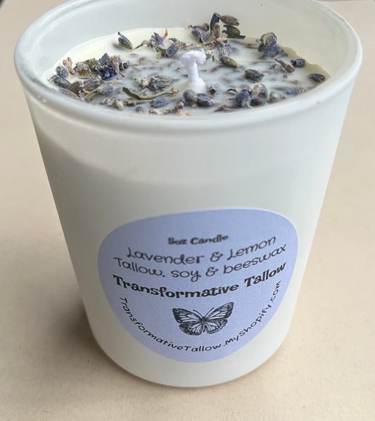 Lavender and Lemon tallow candle